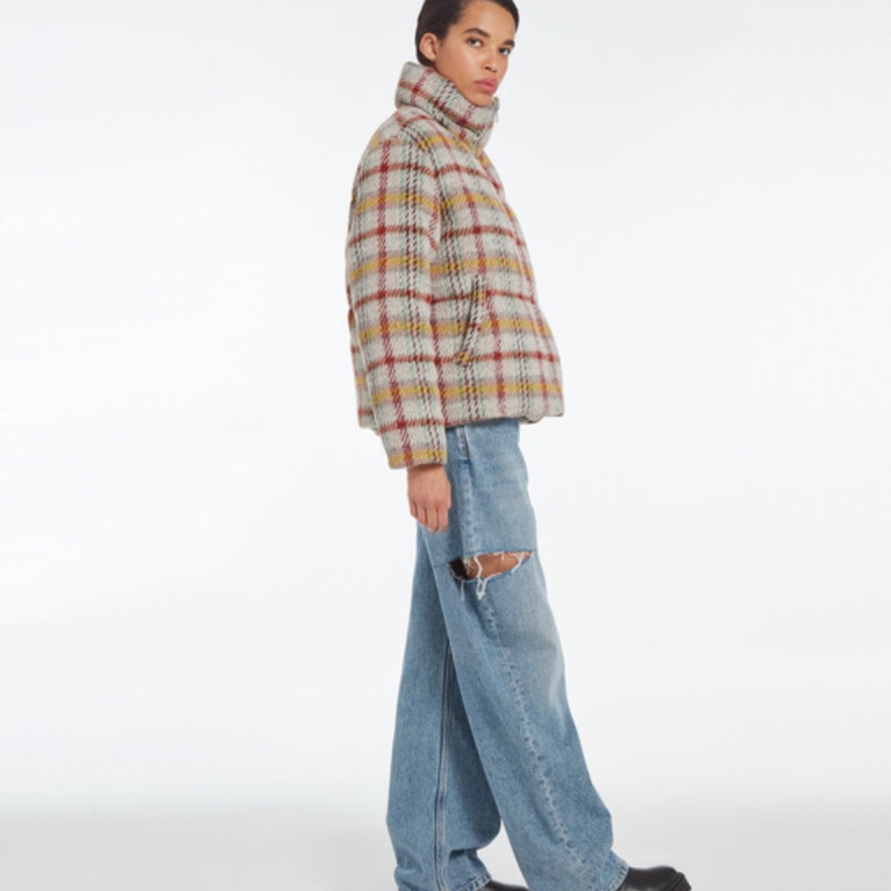 apparis plaid sweater puffer